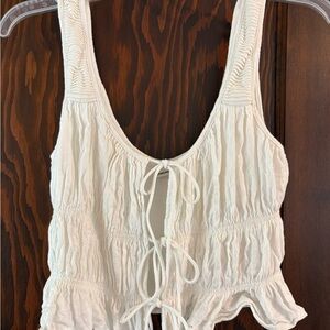 Abercrombie & Fitch Cream Tie-Front Tank Top